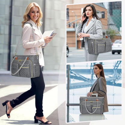 Teacher Tote Bag 15.6 inch Laptop Bag for Women Work Bags Laptop Tote Nurse Bag Professional Computer Messenger with Insulated Pocket, Laptop Briefcase for Office, College, Nursing, Khkai
