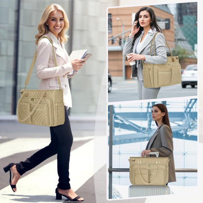 Teacher Tote Bag 15.6 inch Laptop Bag for Women Work Bags Laptop Tote Nurse Bag Professional Computer Messenger with Insulated Pocket, Laptop Briefcase for Office, College, Nursing, Khkai