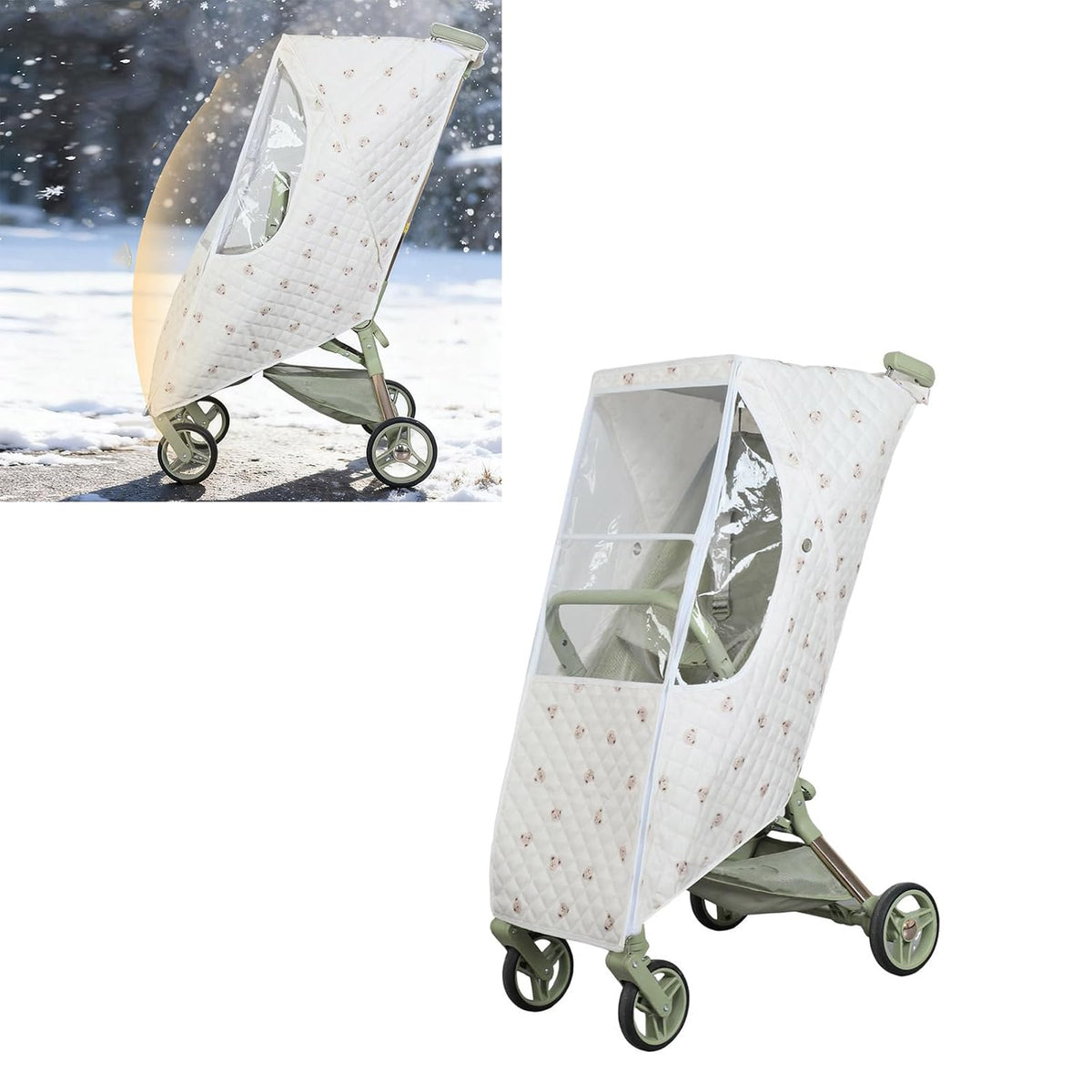 Adjustable Pushchair Rain Cover Fabric Full Coverage Highlighting Ventilation Openings Suitable for Infants Infant Carriage Rain Protect
