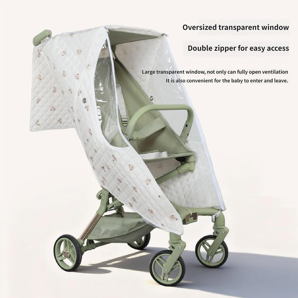 Adjustable Pushchair Rain Cover Fabric Full Coverage Highlighting Ventilation Openings Suitable for Infants Infant Carriage Rain Protect