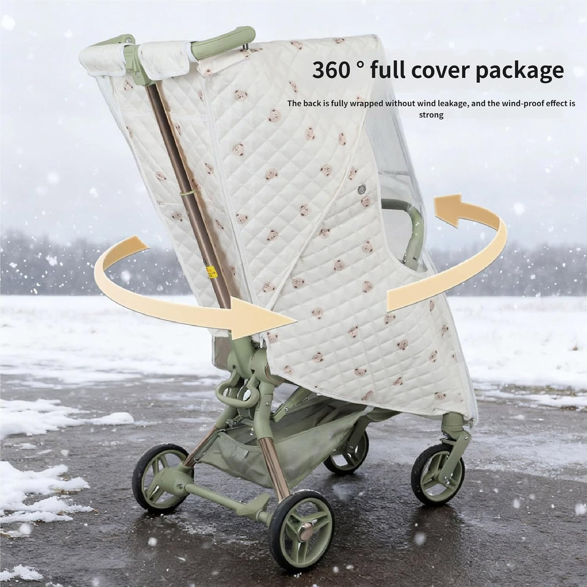 Adjustable Pushchair Rain Cover Fabric Full Coverage Highlighting Ventilation Openings Suitable for Infants Infant Carriage Rain Protect