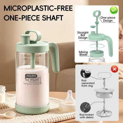 MUM TO MUM 32oz Glass Formula Mixing Pitcher, Microplastic-Free BPA Free Leak-Proof Breastmilk Storage Container, Heat & Cold Resistant Borosilicate Glass with Silicone Seal (Light blue)
