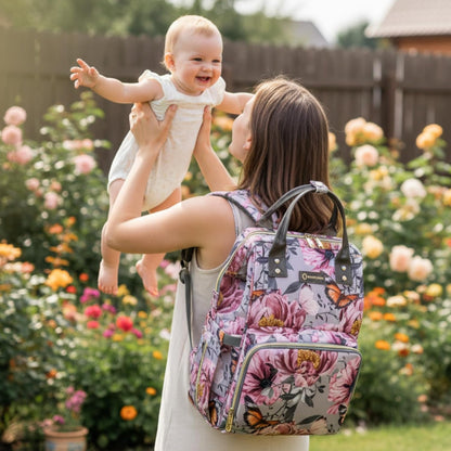 Diaper Bag Backpack for Dad and Mom with USB Charging Port Stroller Straps and Insulated Pocket,army military Travel Nappy Backpack for Daddy/Mommy (Black)