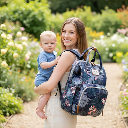 Diaper Bag Backpack for Dad and Mom with USB Charging Port Stroller Straps and Insulated Pocket,army military Travel Nappy Backpack for Daddy/Mommy (Black)