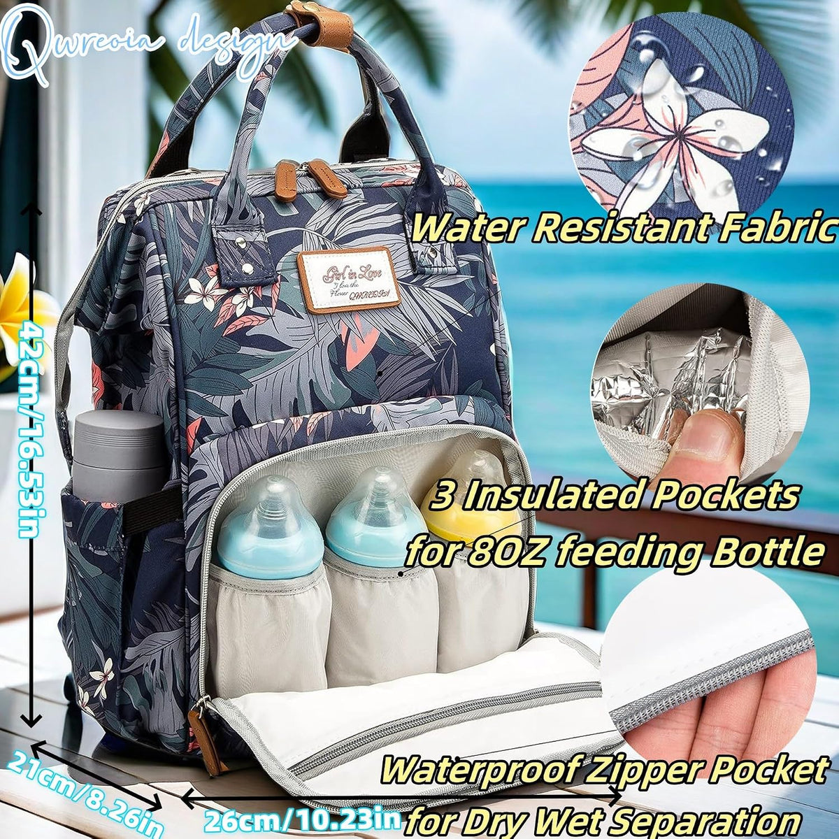 Diaper Bag Backpack for Dad and Mom with USB Charging Port Stroller Straps and Insulated Pocket,army military Travel Nappy Backpack for Daddy/Mommy (Black)