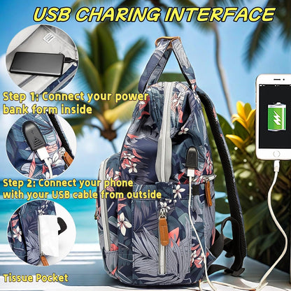Diaper Bag Backpack for Dad and Mom with USB Charging Port Stroller Straps and Insulated Pocket,army military Travel Nappy Backpack for Daddy/Mommy (Black)