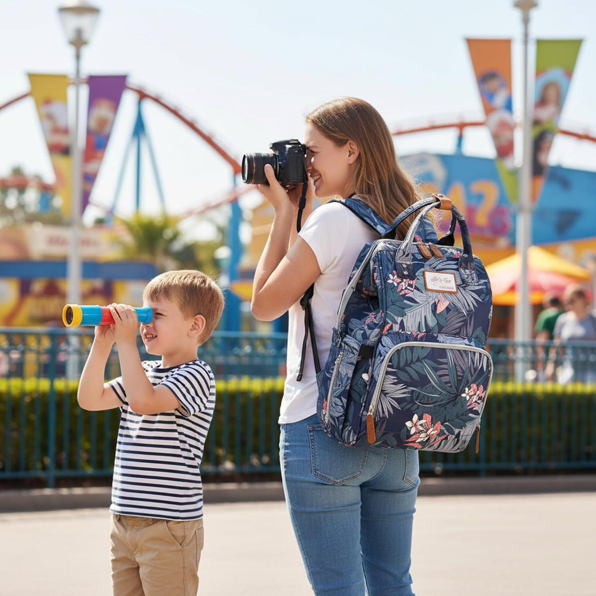 Diaper Bag Backpack for Dad and Mom with USB Charging Port Stroller Straps and Insulated Pocket,army military Travel Nappy Backpack for Daddy/Mommy (Black)