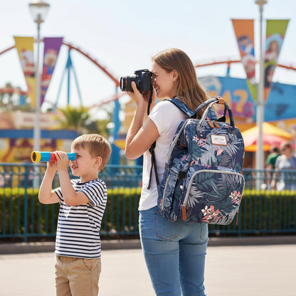 Diaper Bag Backpack for Dad and Mom with USB Charging Port Stroller Straps and Insulated Pocket,army military Travel Nappy Backpack for Daddy/Mommy (Black)