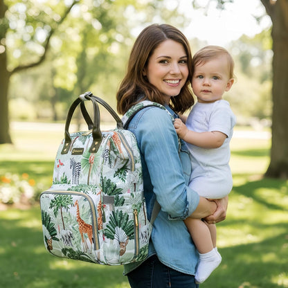 Diaper Bag Backpack for Dad and Mom with USB Charging Port Stroller Straps and Insulated Pocket,army military Travel Nappy Backpack for Daddy/Mommy (Black)
