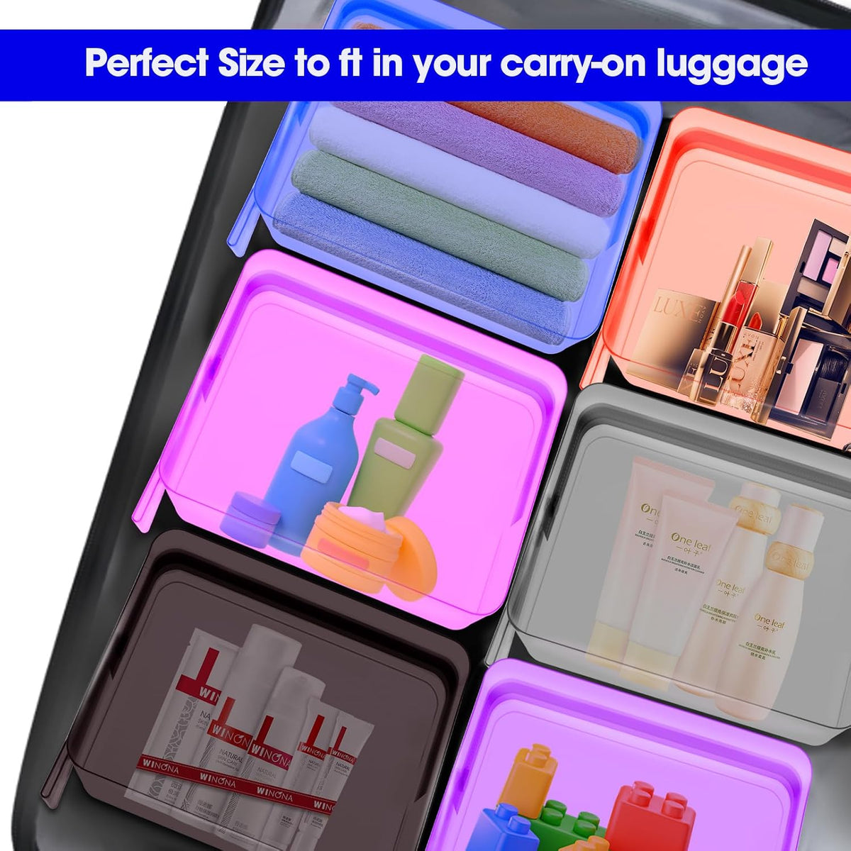 6 Pack Toiletry Bag Makeup Bag Cosmetic Bag, TSA Approved Clear Travel Toiletry Bag wih Zippers, Quart Size Travel Makeup Cosmetic Bag for Women Men (Large-6 Color)