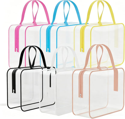 6 Pack Toiletry Bag Makeup Bag Cosmetic Bag, TSA Approved Clear Travel Toiletry Bag wih Zippers, Quart Size Travel Makeup Cosmetic Bag for Women Men (Large-6 Color)
