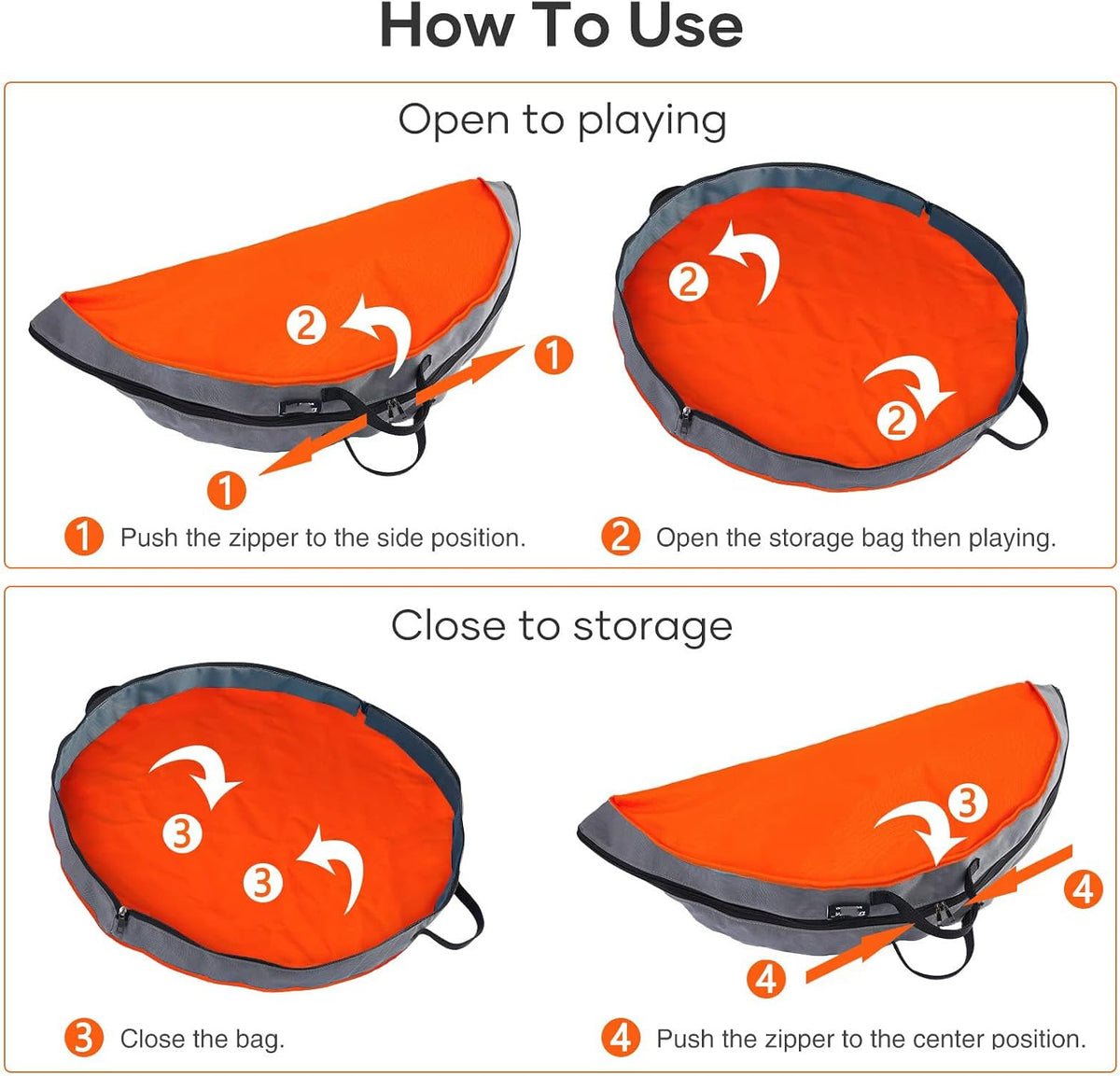 Reusable Polyester Activity Mat Zippers Closure Storage Organizers Safe for Building Block Craft Picnics Foldable Play Mat for Toy
