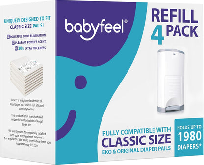 Refill Bags Compatible with DEKOR CLASSIC Diaper Pails, 4 Pack