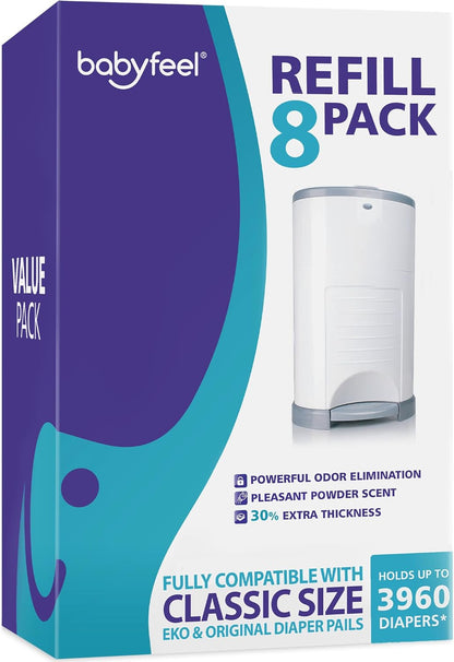 Refill Bags Compatible with DEKOR CLASSIC Diaper Pails, 4 Pack