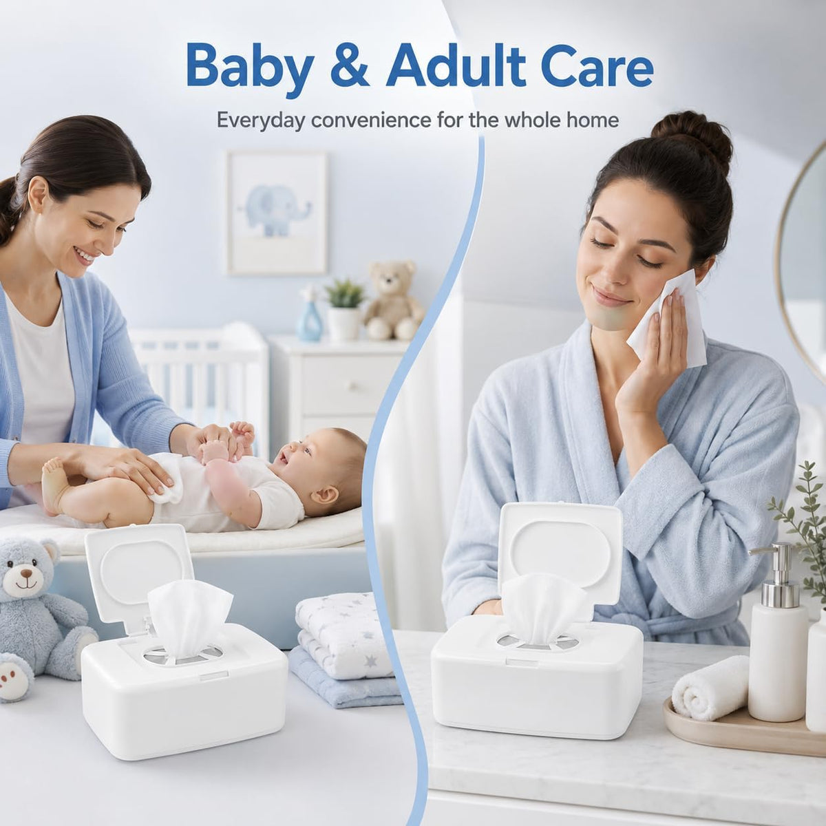 3 Pack Baby Wipes Dispenser with Lid, Push Button