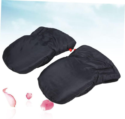 Outdoor Baby Stroller Hand Muff Gloves for Parents Thick Winter Warm Anti-Freeze Gloves Black Windproof Large Size for Cold Weather