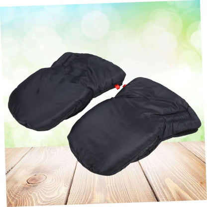 Outdoor Baby Stroller Hand Muff Gloves for Parents Thick Winter Warm Anti-Freeze Gloves Black Windproof Large Size for Cold Weather