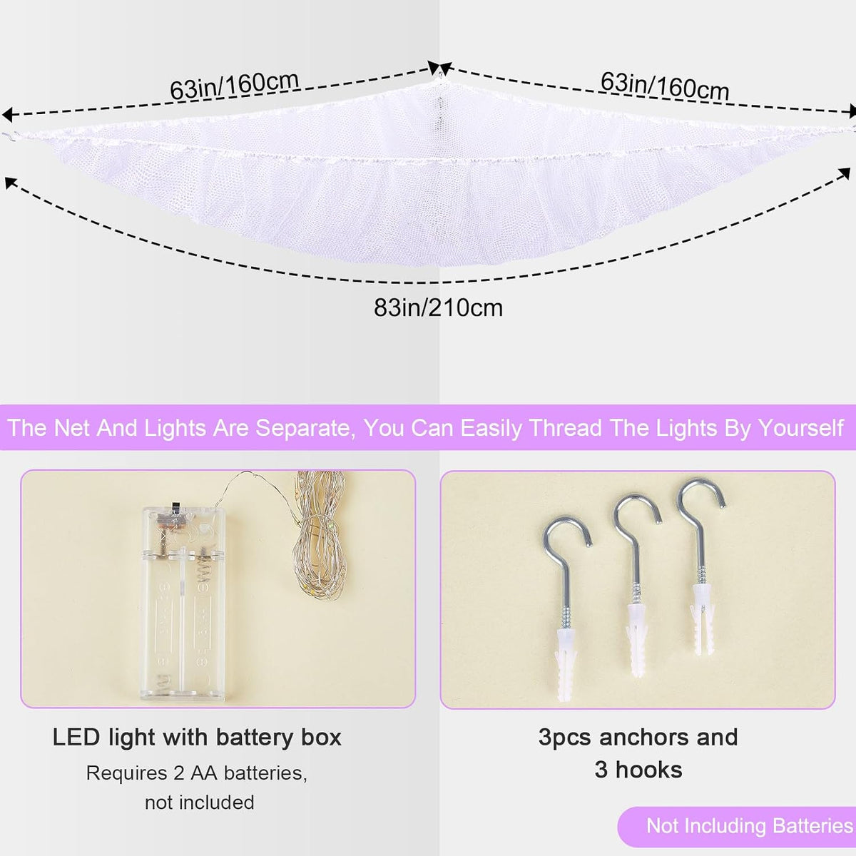 Stuffed Animals Hammock with LED Light Toy Net Room Decor Corner Storage