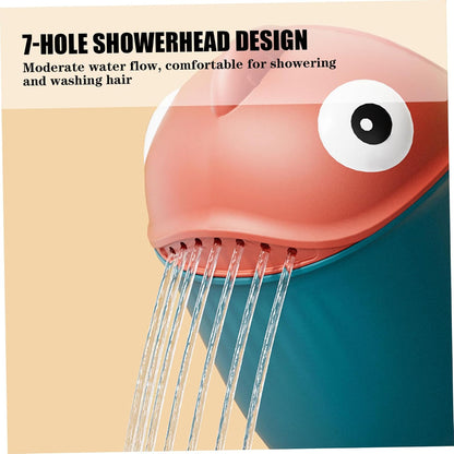 Baby Bath Rinse Cup|Baby Bath Rinse Cup Cute Fish Design Rinser 650ml PP with Handle Ergonomic 7 Outlet Easy Refill Multipurpose Rinser for Babies