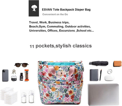 Diaper Tote Bag Totepack Backpack Crossbody Bag 3 in 1 for Women Laptop Backpack Multifunctional with Insulated Pockets