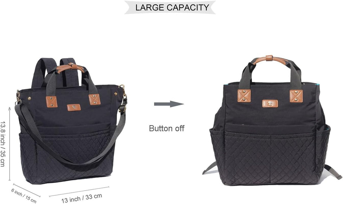 Diaper Tote Bag Totepack Backpack Crossbody Bag 3 in 1 for Women Laptop Backpack Multifunctional with Insulated Pockets