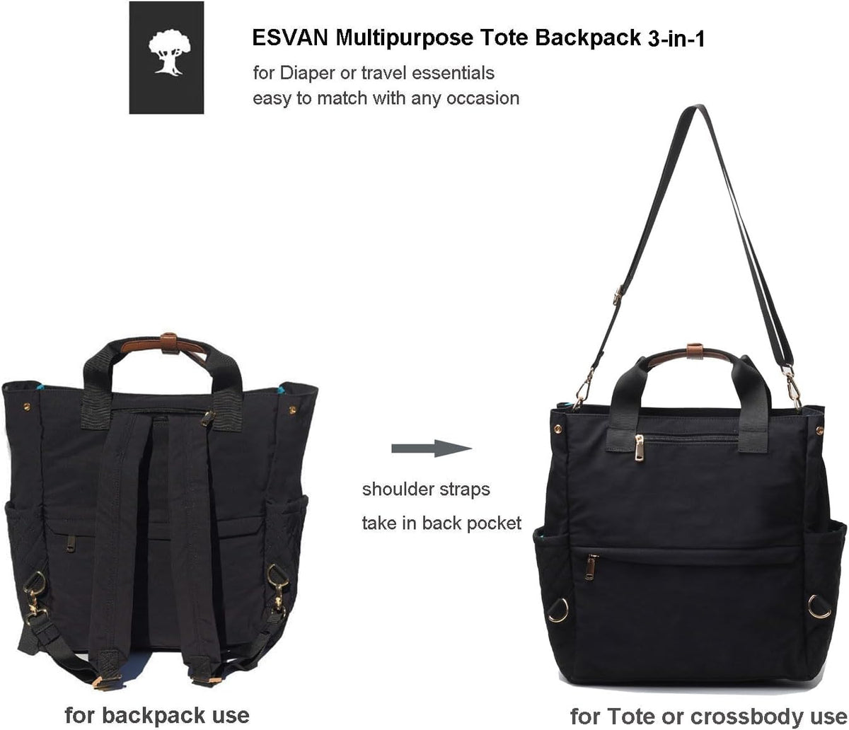 Diaper Tote Bag Totepack Backpack Crossbody Bag 3 in 1 for Women Laptop Backpack Multifunctional with Insulated Pockets
