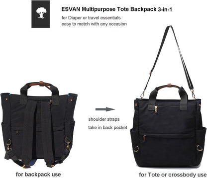 Diaper Tote Bag Totepack Backpack Crossbody Bag 3 in 1 for Women Laptop Backpack Multifunctional with Insulated Pockets