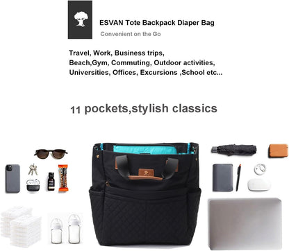 Diaper Tote Bag Totepack Backpack Crossbody Bag 3 in 1 for Women Laptop Backpack Multifunctional with Insulated Pockets