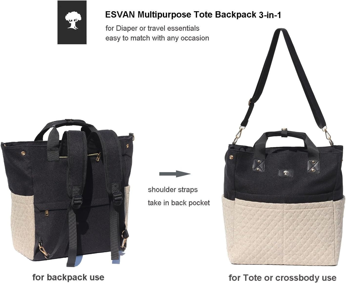 Diaper Tote Bag Totepack Backpack Crossbody Bag 3 in 1 for Women Laptop Backpack Multifunctional with Insulated Pockets