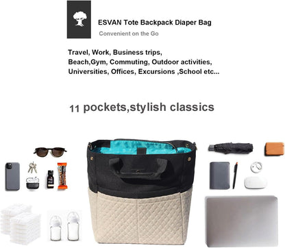 Diaper Tote Bag Totepack Backpack Crossbody Bag 3 in 1 for Women Laptop Backpack Multifunctional with Insulated Pockets