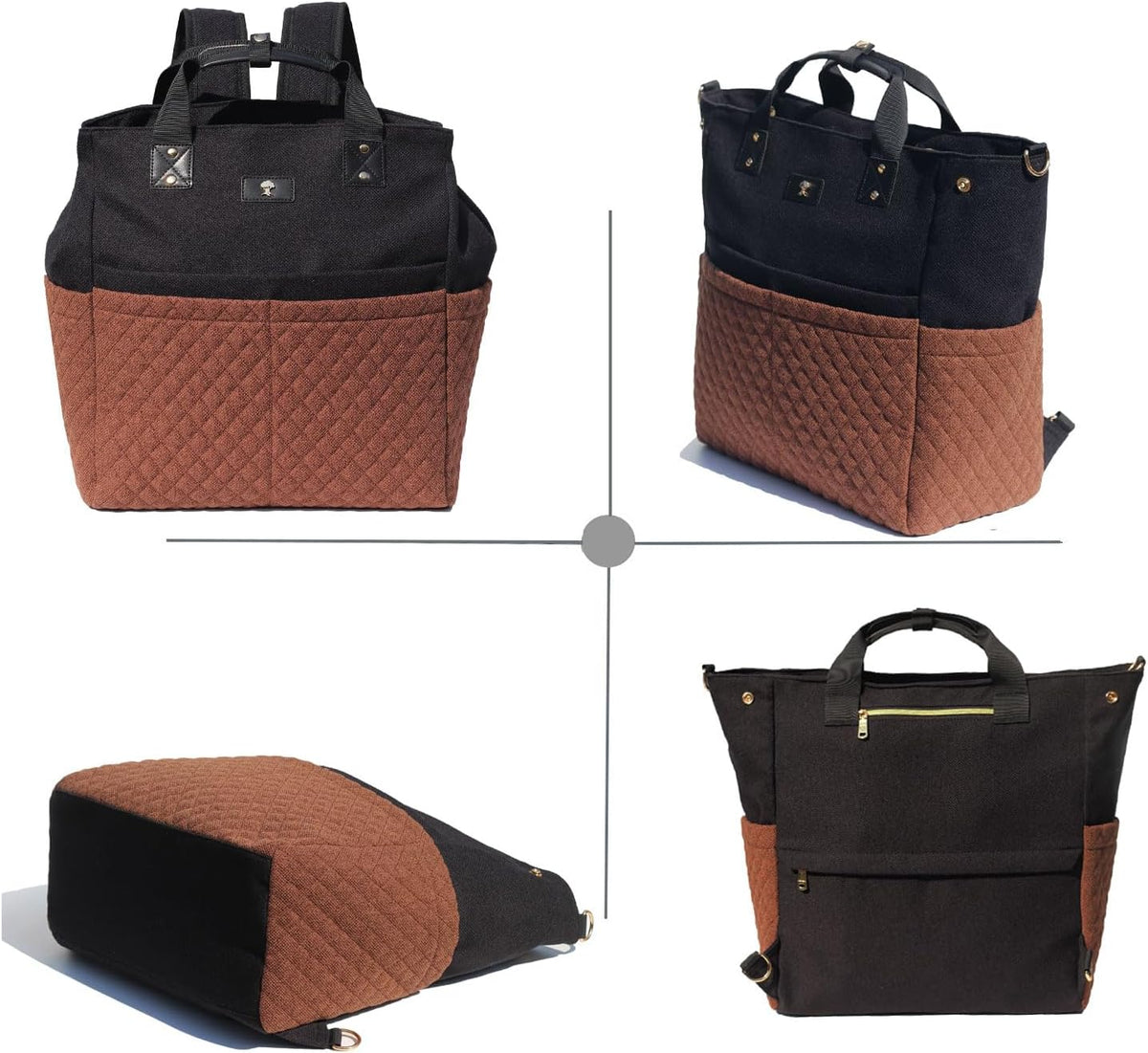 Diaper Tote Bag Totepack Backpack Crossbody Bag 3 in 1 for Women Laptop Backpack Multifunctional with Insulated Pockets