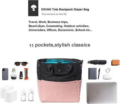 Diaper Tote Bag Totepack Backpack Crossbody Bag 3 in 1 for Women Laptop Backpack Multifunctional with Insulated Pockets