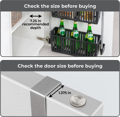 Smart Design Over-the-Door Organizer for Storage – Perfect for Pantry Organization, Bedroom, Bathroom Storage, Playroom, or Kitchen - Adjustable Steel Frame with 8 Baskets & Wall Mount – Black …