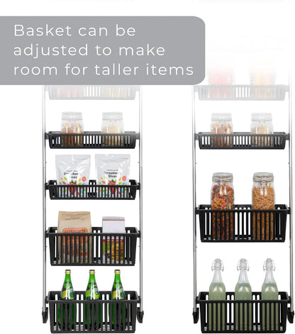 Smart Design Over-the-Door Organizer for Storage – Perfect for Pantry Organization, Bedroom, Bathroom Storage, Playroom, or Kitchen - Adjustable Steel Frame with 8 Baskets & Wall Mount – Black …