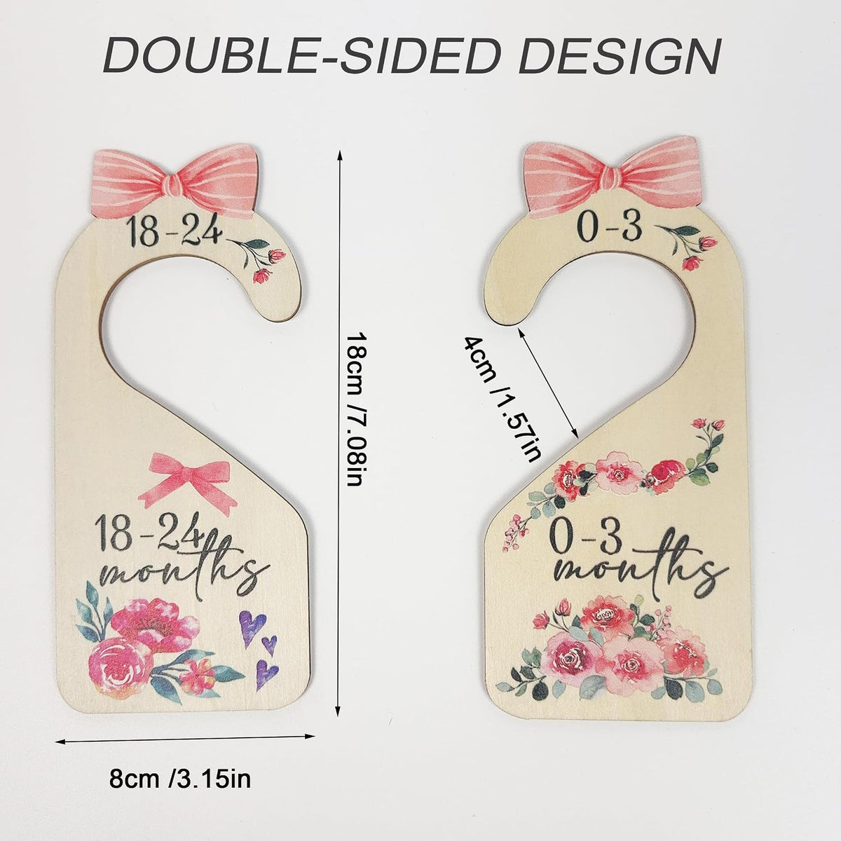 Baby Closet Dividers 8pcs Double-Sided Baby Clothes Dividers for Closet Wooden Nursery Decor for Gilrs Wardrobe-Ideal Baby Size Closet Organizer