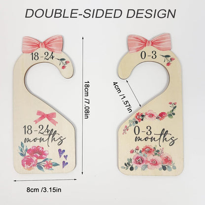 Baby Closet Dividers 8pcs Double-Sided Baby Clothes Dividers for Closet Wooden Nursery Decor for Gilrs Wardrobe-Ideal Baby Size Closet Organizer