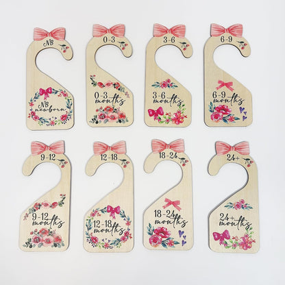 Baby Closet Dividers 8pcs Double-Sided Baby Clothes Dividers for Closet Wooden Nursery Decor for Gilrs Wardrobe-Ideal Baby Size Closet Organizer