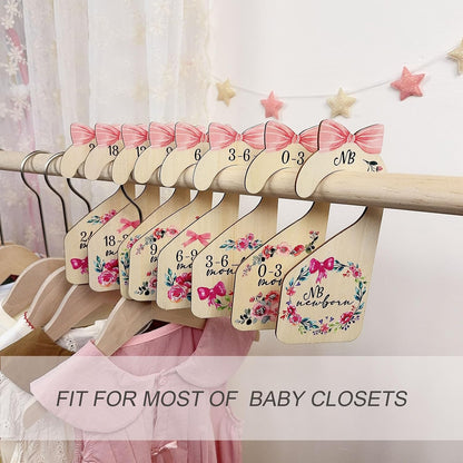 Baby Closet Dividers 8pcs Double-Sided Baby Clothes Dividers for Closet Wooden Nursery Decor for Gilrs Wardrobe-Ideal Baby Size Closet Organizer