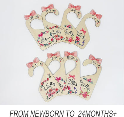 Baby Closet Dividers 8pcs Double-Sided Baby Clothes Dividers for Closet Wooden Nursery Decor for Gilrs Wardrobe-Ideal Baby Size Closet Organizer