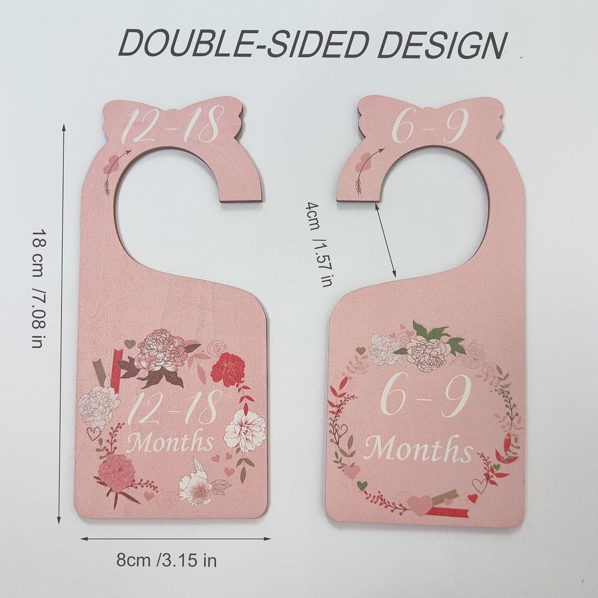 Baby Closet Dividers 8pcs Double-Sided Baby Clothes Dividers for Closet Wooden Nursery Decor for Gilrs Wardrobe-Ideal Baby Size Closet Organizer