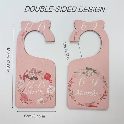 Baby Closet Dividers 8pcs Double-Sided Baby Clothes Dividers for Closet Wooden Nursery Decor for Gilrs Wardrobe-Ideal Baby Size Closet Organizer