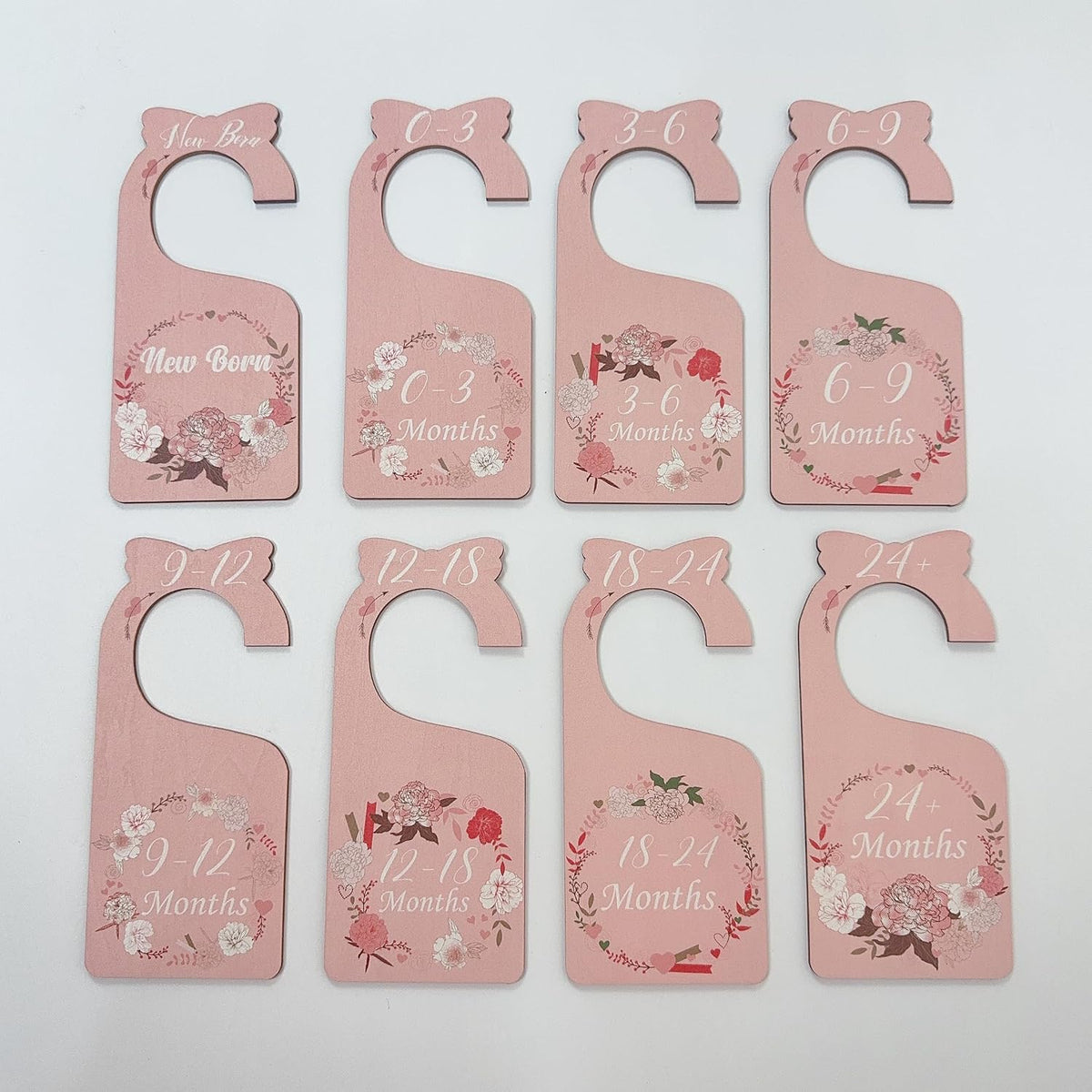 Baby Closet Dividers 8pcs Double-Sided Baby Clothes Dividers for Closet Wooden Nursery Decor for Gilrs Wardrobe-Ideal Baby Size Closet Organizer