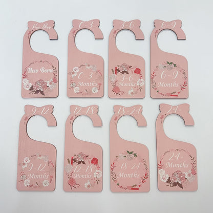 Baby Closet Dividers 8pcs Double-Sided Baby Clothes Dividers for Closet Wooden Nursery Decor for Gilrs Wardrobe-Ideal Baby Size Closet Organizer