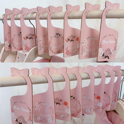 Baby Closet Dividers 8pcs Double-Sided Baby Clothes Dividers for Closet Wooden Nursery Decor for Gilrs Wardrobe-Ideal Baby Size Closet Organizer