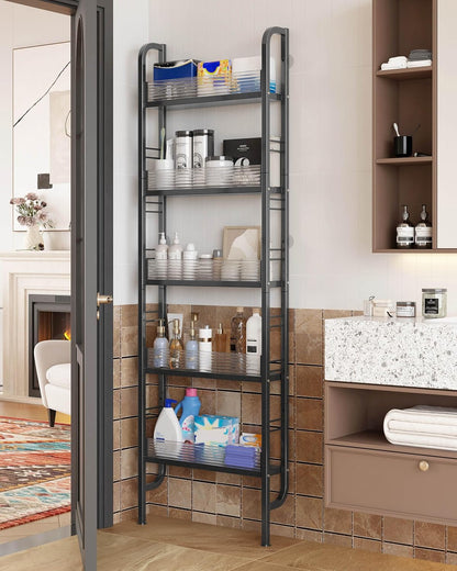 UMDONX Narrow 5-Tier Behind the Door Storage Rack for Bathroom