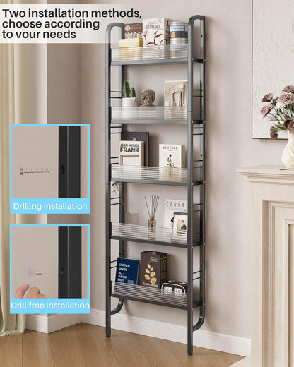 UMDONX Narrow 5-Tier Behind the Door Storage Rack for Bathroom