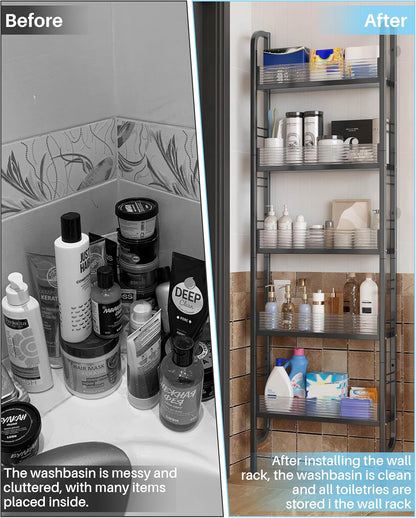UMDONX Narrow 5-Tier Behind the Door Storage Rack for Bathroom