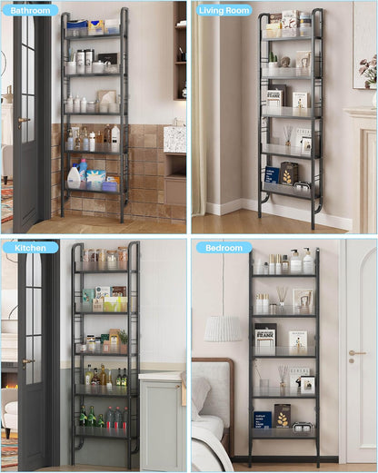 UMDONX Narrow 5-Tier Behind the Door Storage Rack for Bathroom