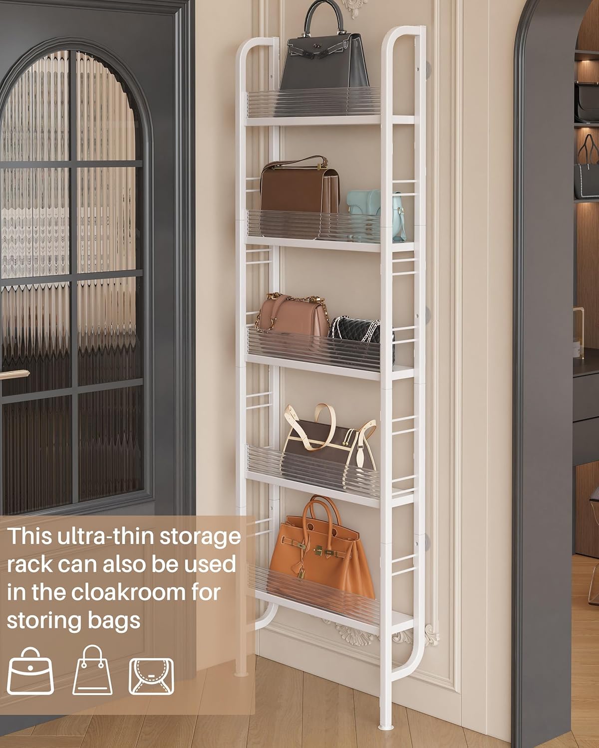 UMDONX Narrow 5-Tier Behind the Door Storage Rack for Bathroom