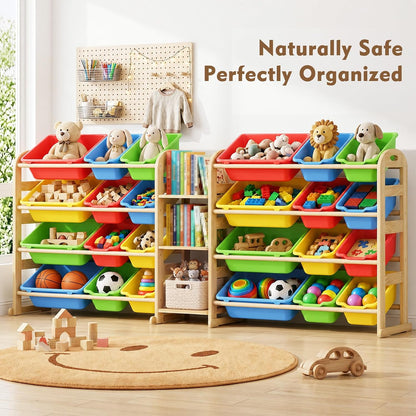 Kids Toy Storage Organizer, Toy Organizers and Storage with Stuffed Animal Storage, Toy Storage Shelf with 3 Shelves, 12 Storage Bins, Kids Bookshelf, Toy Holder for Playrooms, Bedrooms, White